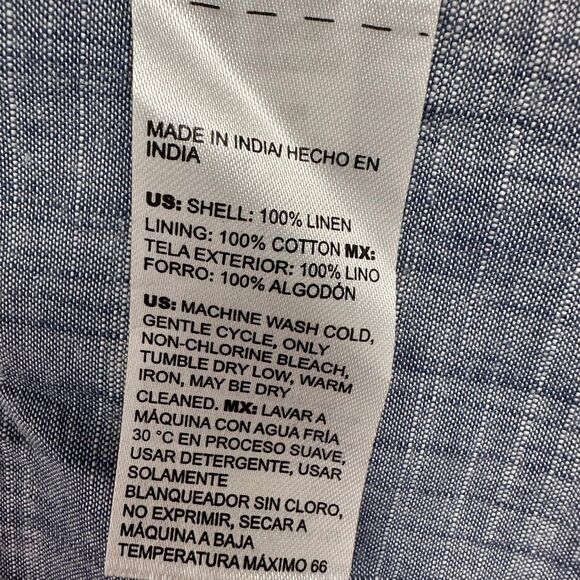 Chico’s Striped Linen Blazer Jacket size 14 Blue White - Picture 8 of 9